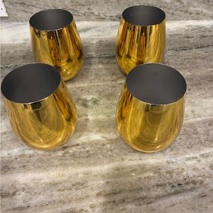 Set of Gold Stemless Wine Glasses
